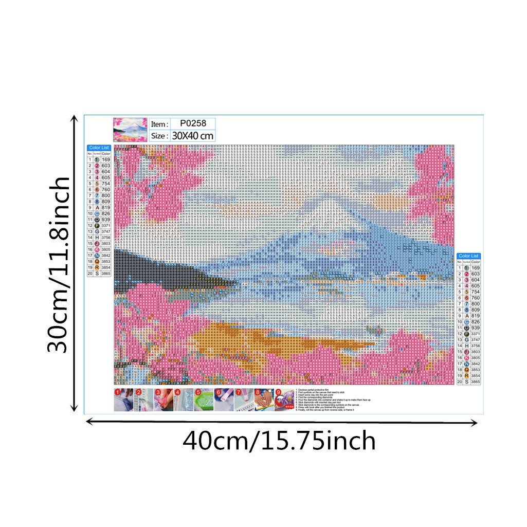 Paysage du Mont Fuji | Kits complets de peinture au diamant rond