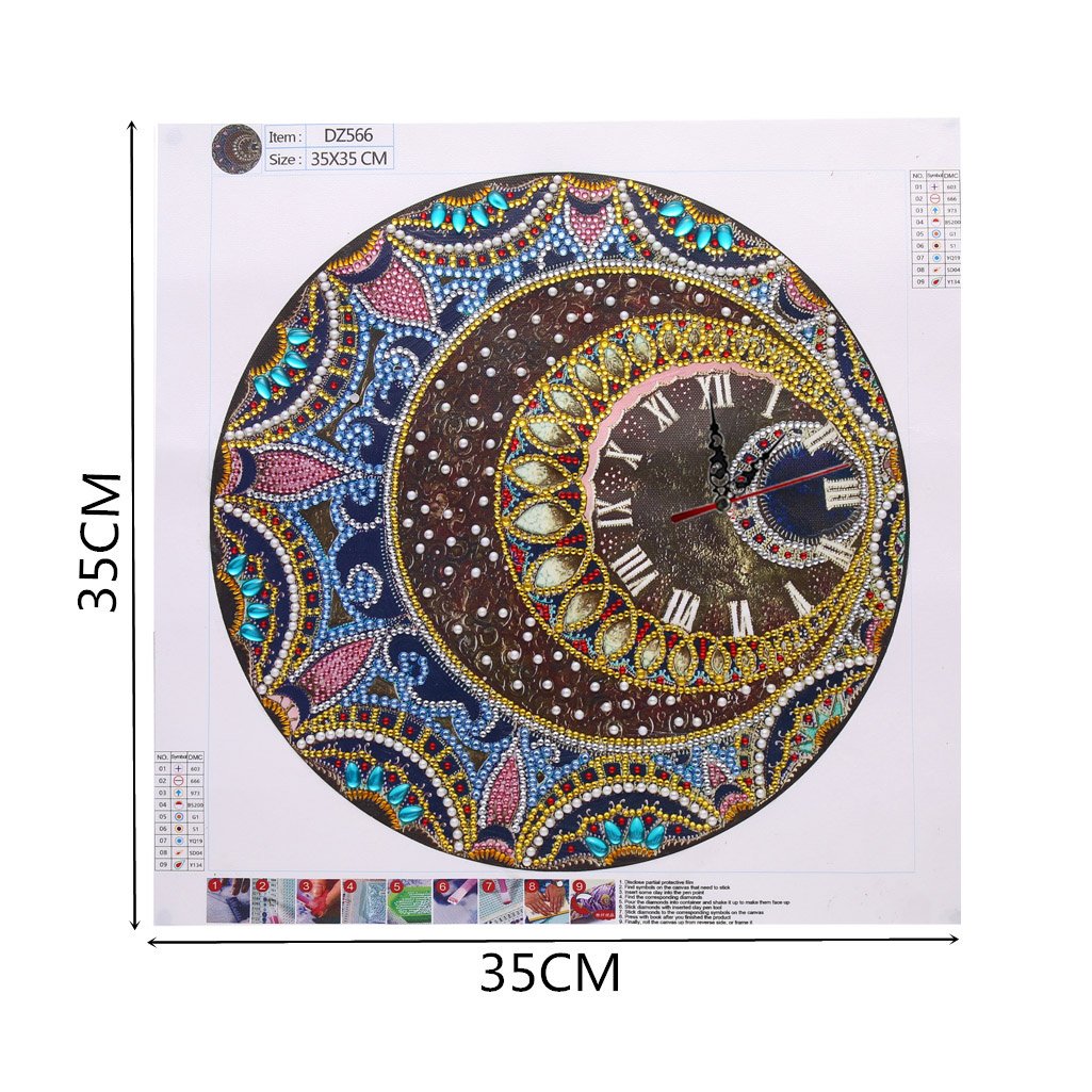 Mandala Flower Clock  | Special Shaped | Crystal Rhinestone  | Full Round Diamond Painting Kits