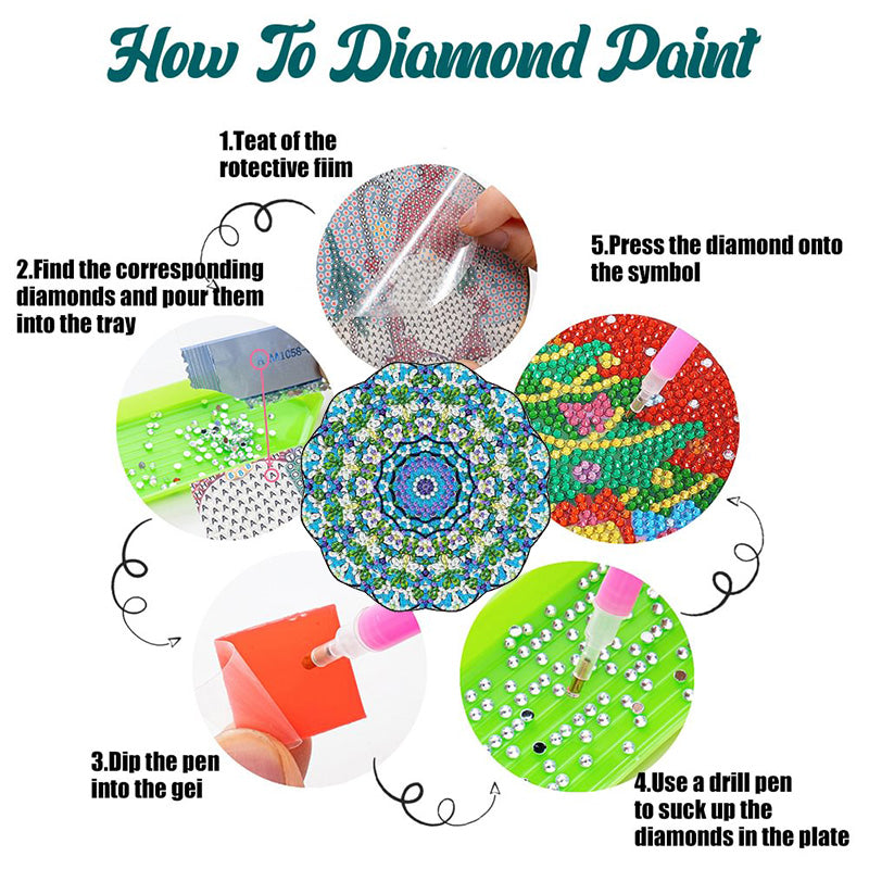 4PCS Diamond Painting Placemats Dish Mats | Mandala