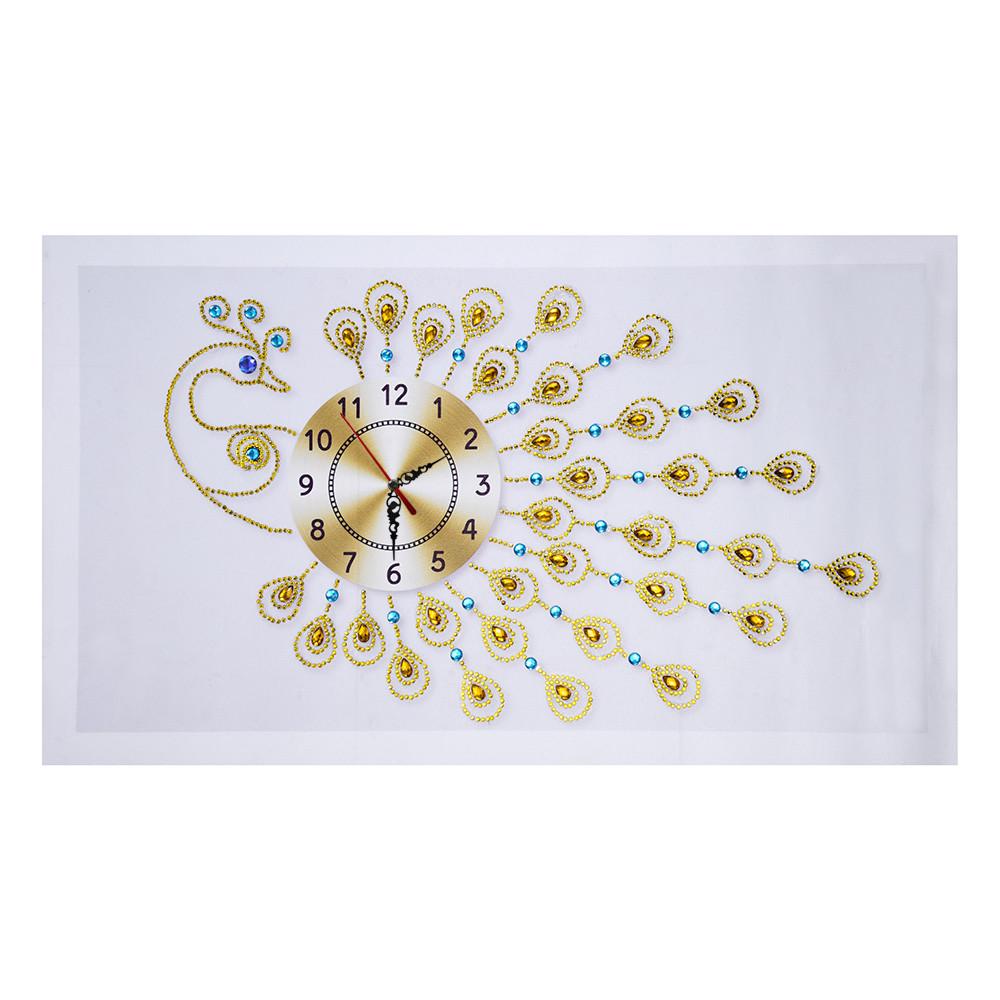 peacock clock | Crystal Rhinestone  | Full Round Diamond Painting Kits