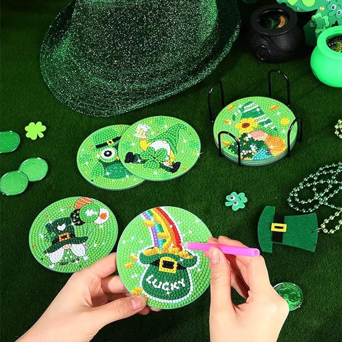 8 pcs set DIY Diamond Painting Coaster | Patricks Day