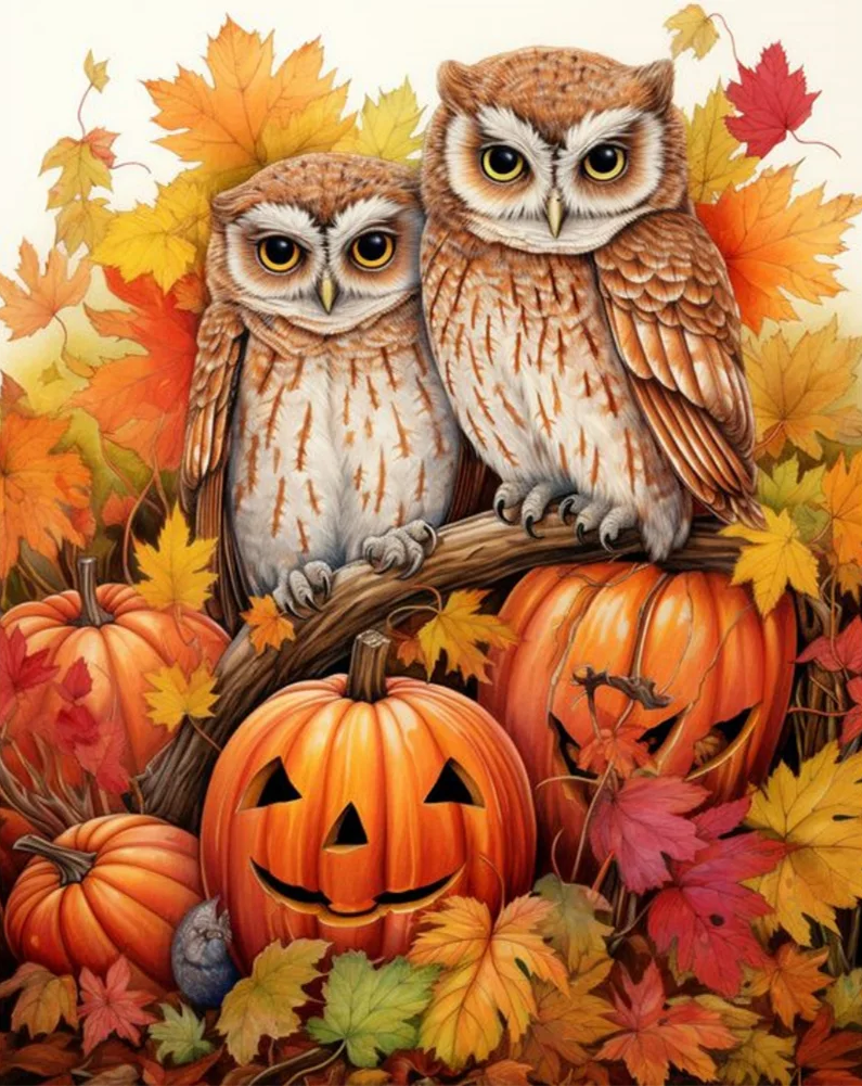 AB Diamond Painting  |  Pumpkin Owl