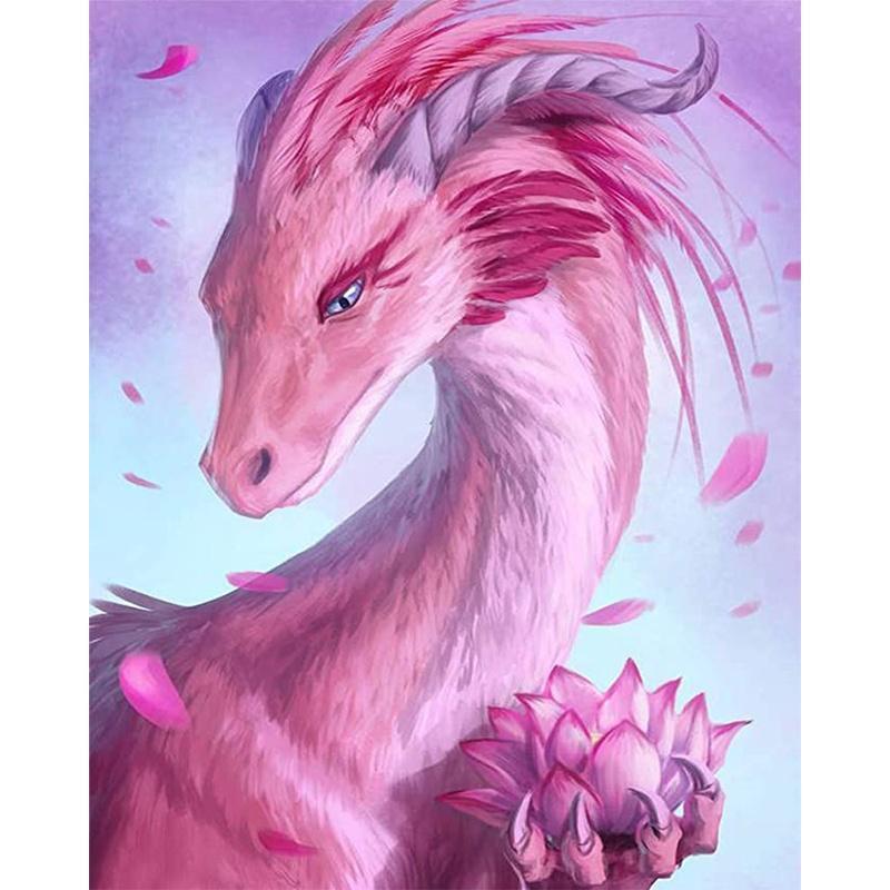 dragon rose | Kits complets de peinture au diamant rond 