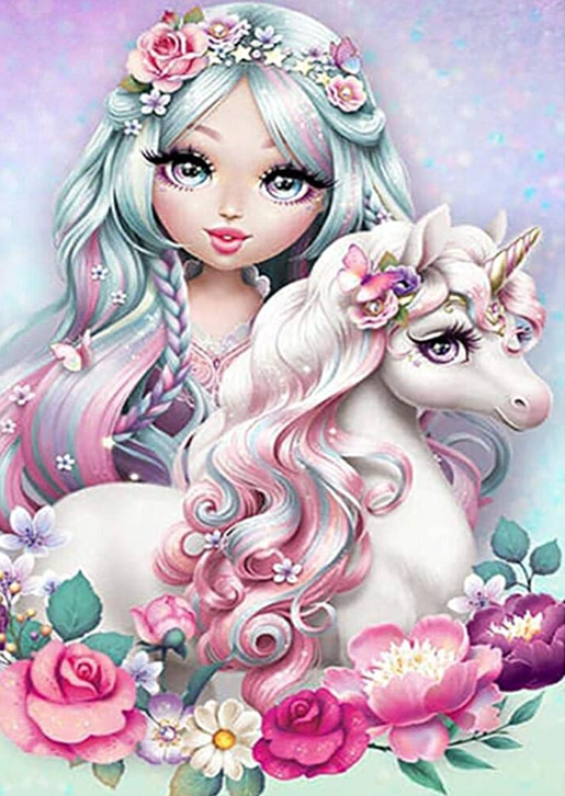 Full Round/Square Diamond Painting Kits | Unicorn girl