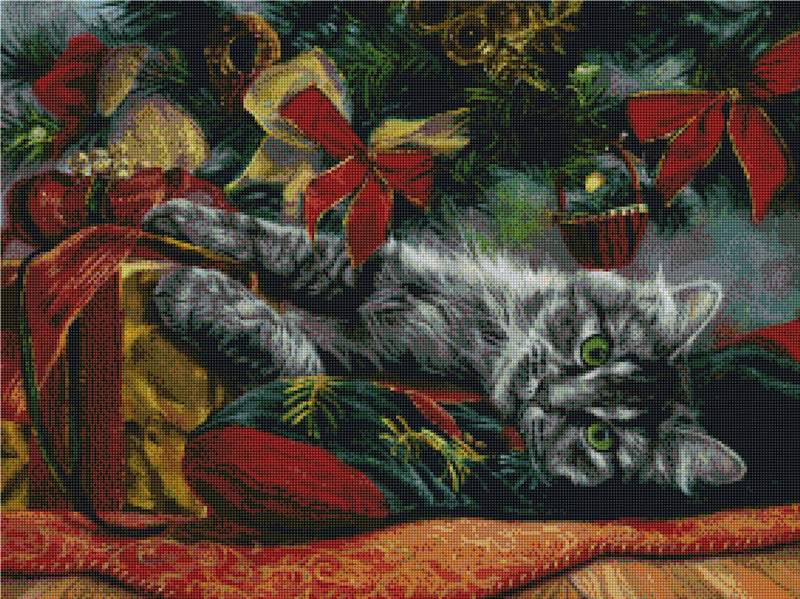 Full Round/Square Diamond Painting Kits | Christmas kitten