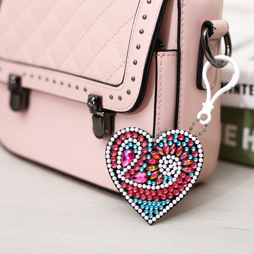 5pcs DIY Love Sets Special Shaped Full Drill Diamond Painting Key Chain with Key Ring Jewelry Gifts for Girl Bags