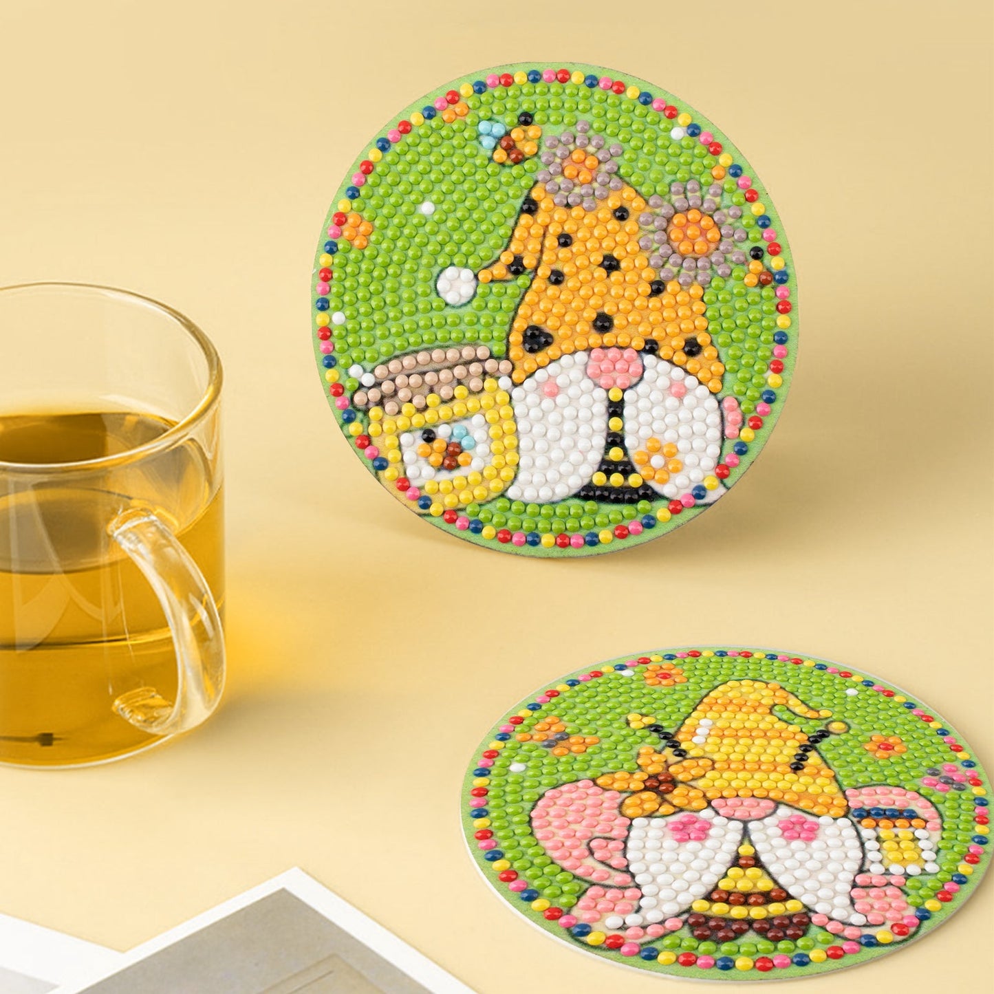 8 pcs set DIY Special Shaped Diamond Painting Coaster | Gnomes