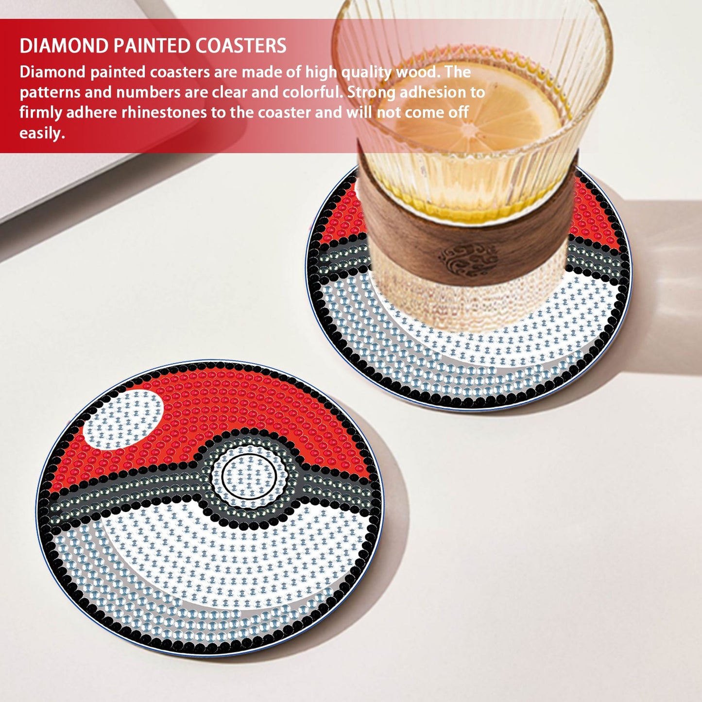 Ensemble de 2 pièces de sous-verre de peinture au diamant en forme de bricolage | Pokémon