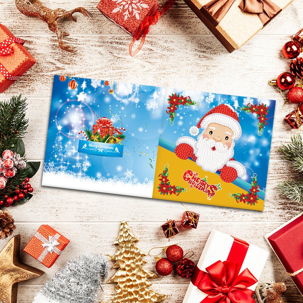 8 Pcs Set DIY Diamond Painting Christmas Greeting Cards