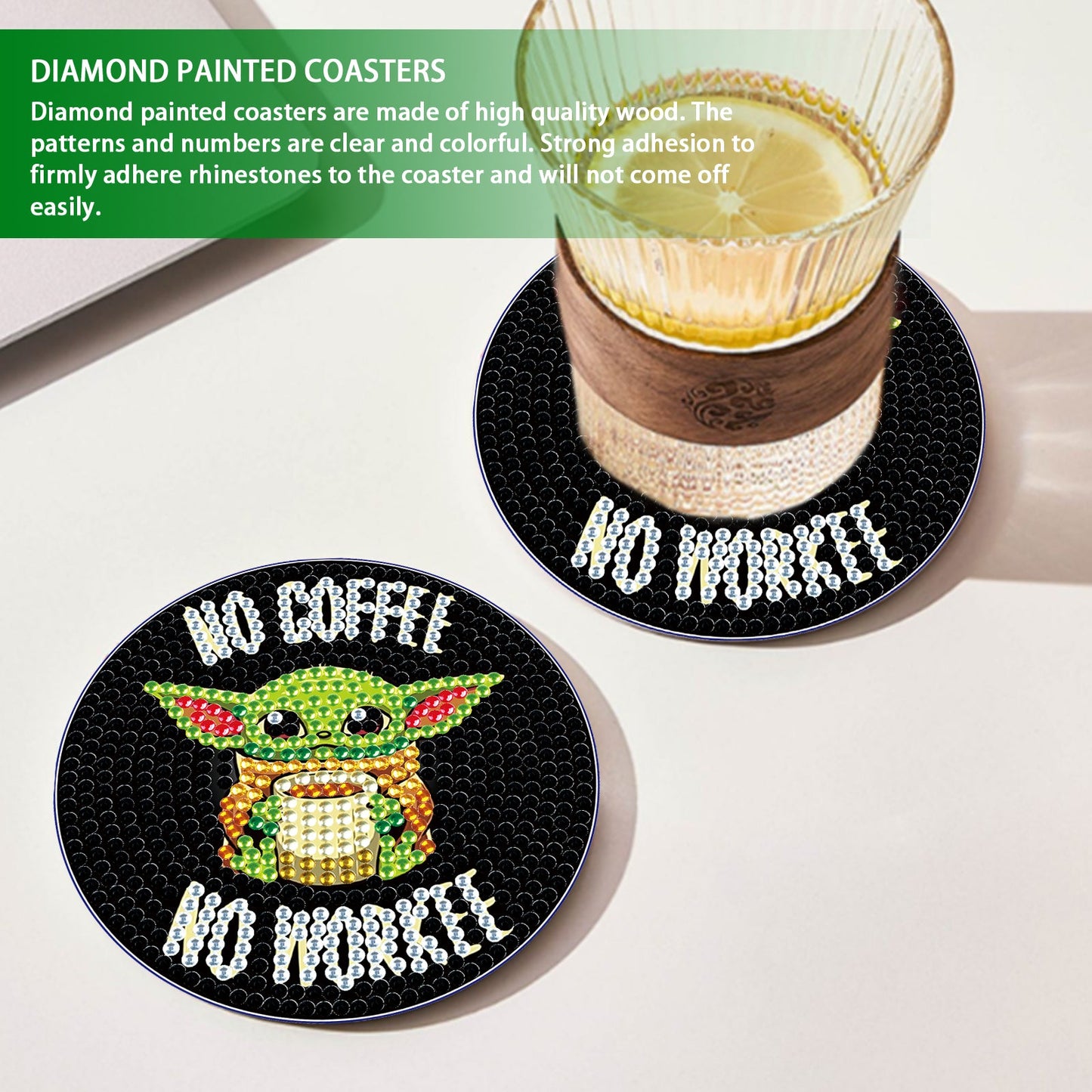 2 pcs set DIY Special Shaped Diamond Painting Coaster | Yoda