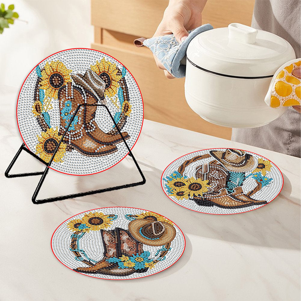 4PCS Diamond Painting Placemats Insulated Dish Mats | Boots