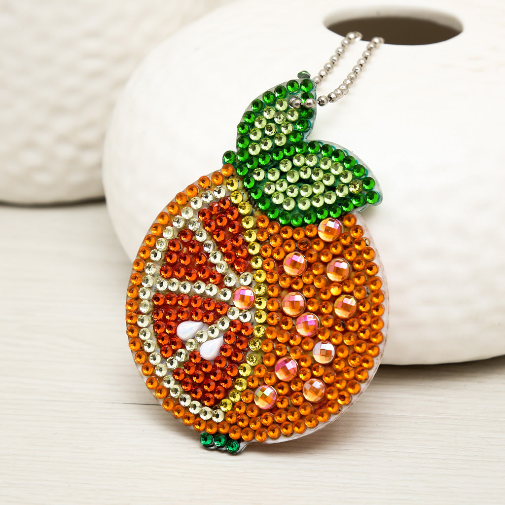 5 pièces bricolage ensembles de fruits en forme spéciale pleine perceuse diamant peinture porte-clés avec porte-clés bijoux cadeaux pour fille sacs 