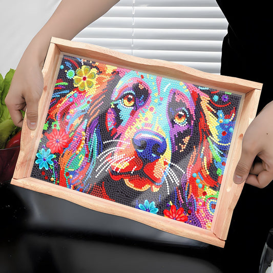 Diamond Painting Wooden Trays With Handle - Dog