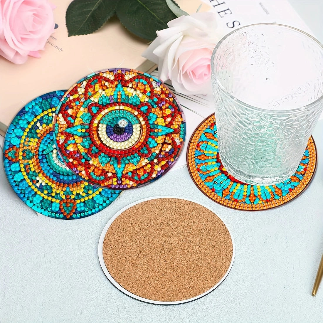 6 pcs set DIY Special Shaped Diamond Painting Coaster  | Eye（no holder）