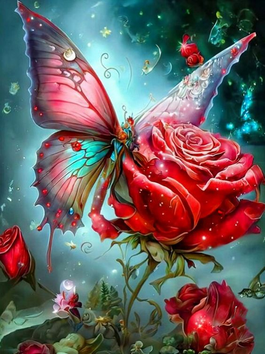 AB Diamond Painting  |  Butterfly And Rose