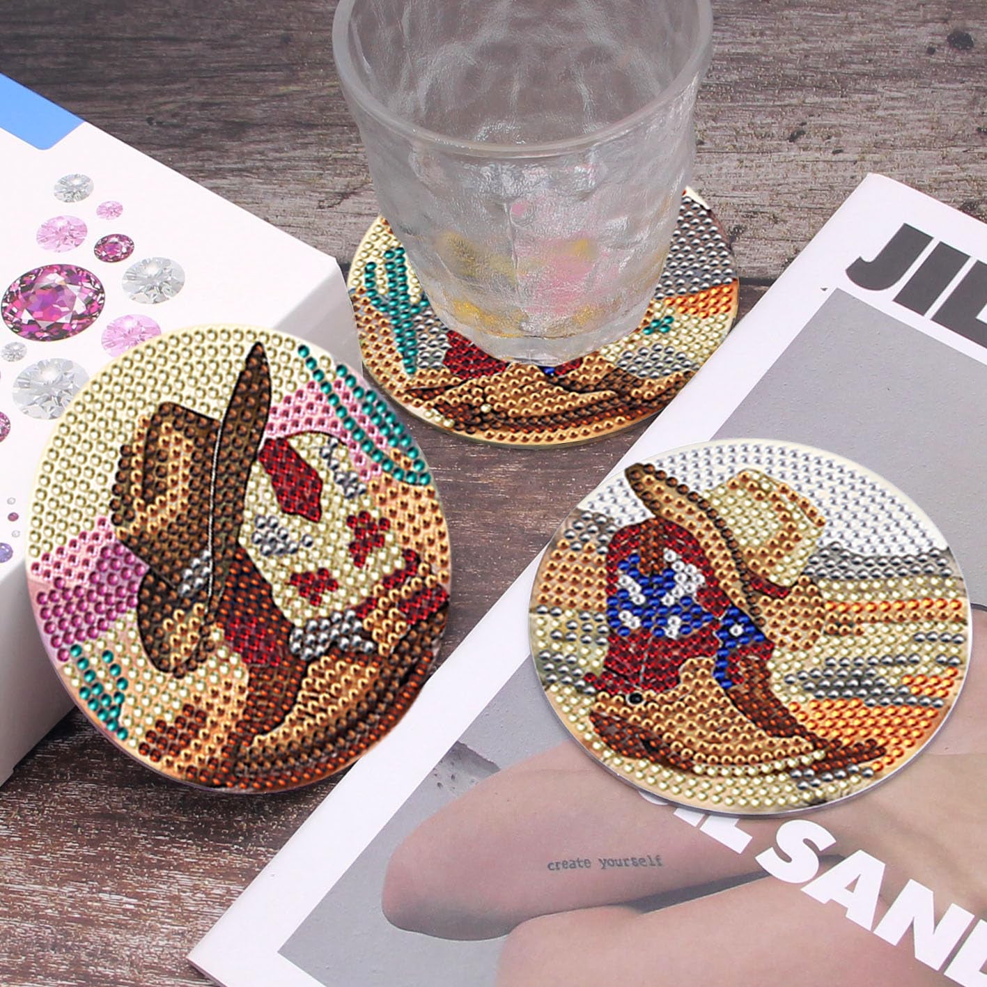 6 pcs set DIY Special Shaped Diamond Painting Coaster  | boots（no holder）