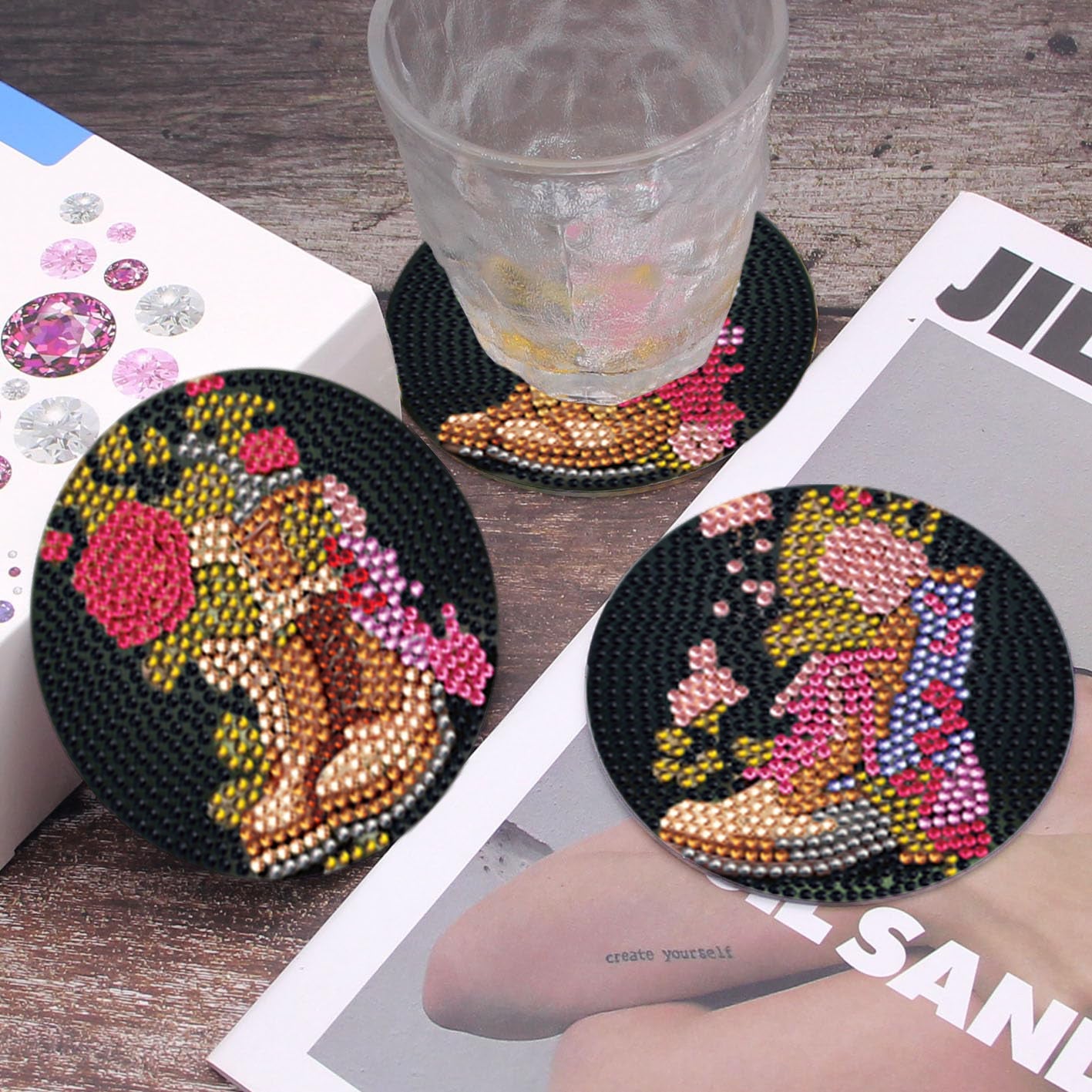 8 pcs set DIY Special Shaped Diamond Painting Coaster  | boots（no holder）