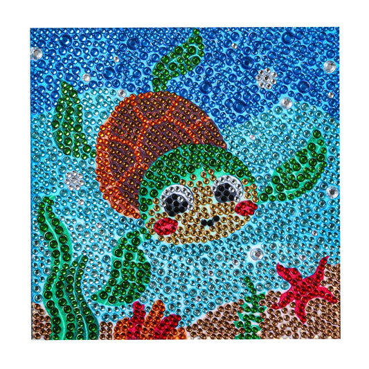 Série pour enfants-| Tortue de mer | Cristal strass plein diamant peint-(sans cadre)