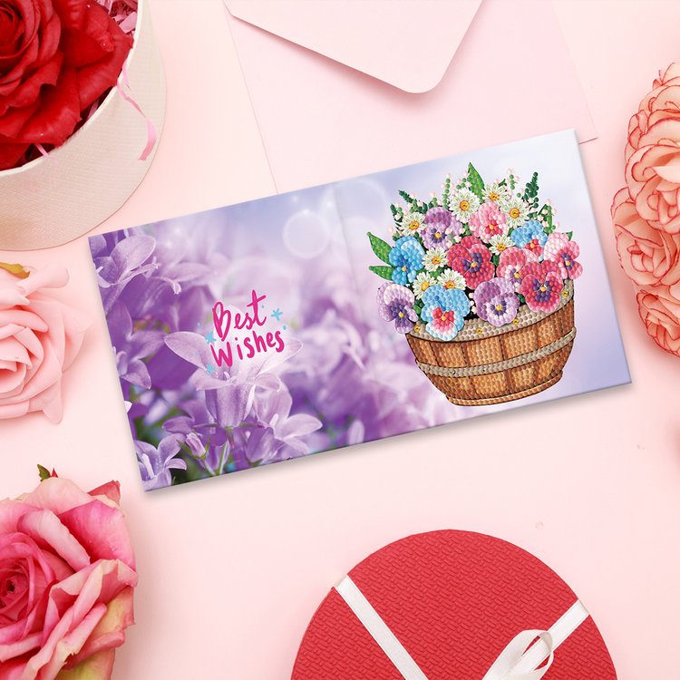 8 Pcs Set DIY Diamond Painting Flower Greeting Cards