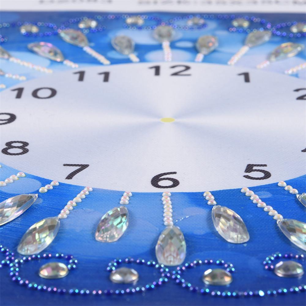 horloge fleurie | Cristal Strass | Kits complets de peinture au diamant rond
