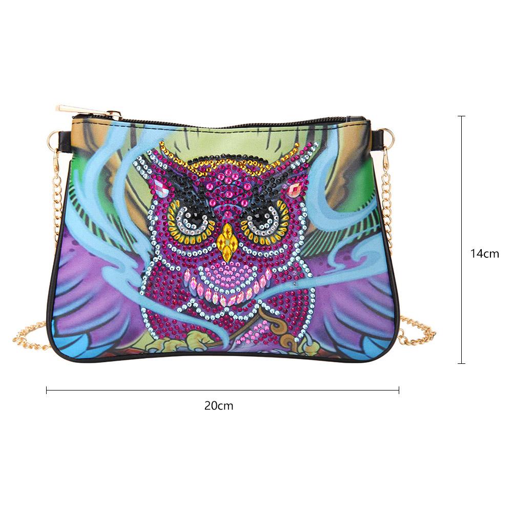 DIY Owl shaped diamond painting one-shoulder chain lady bag