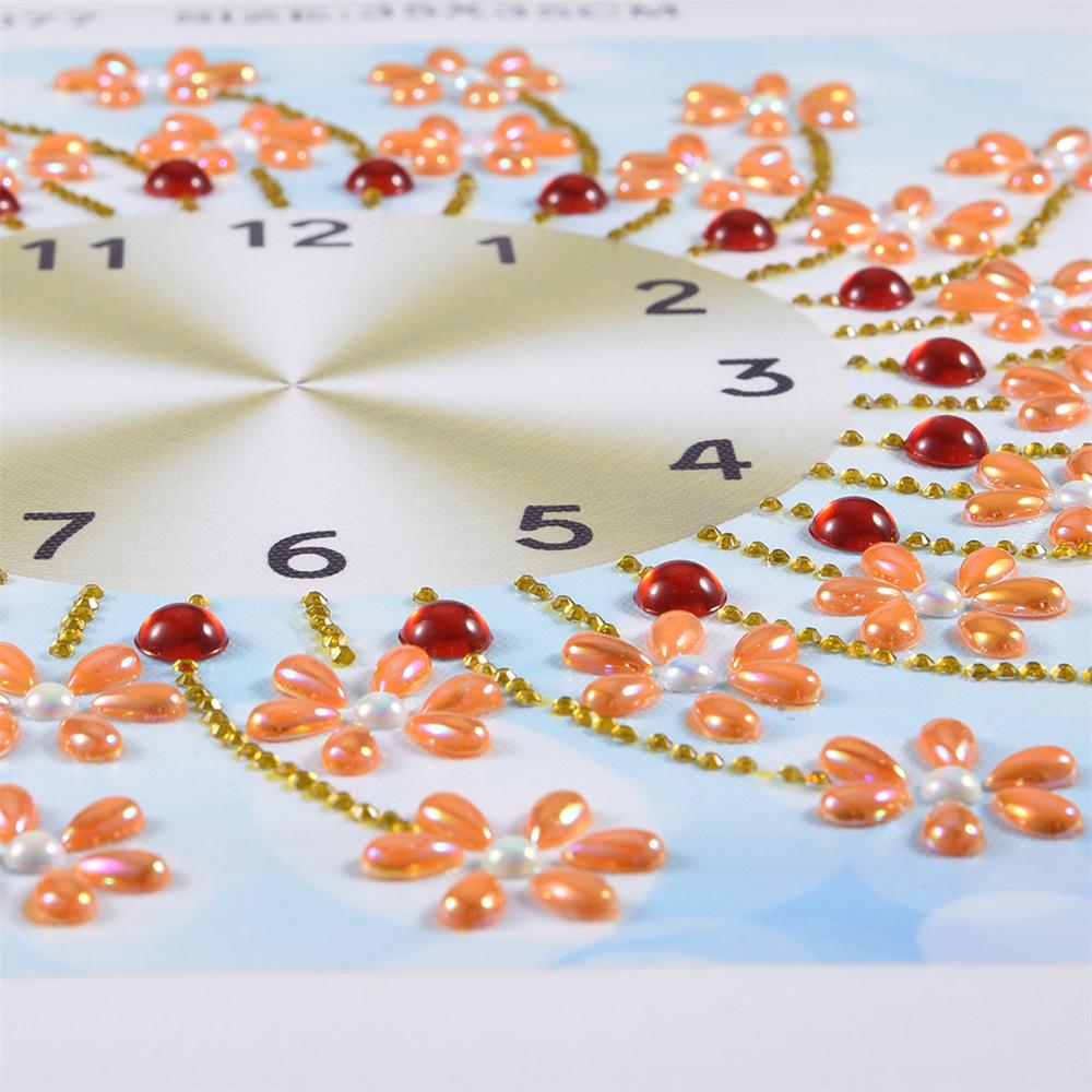 flower clock | Crystal Rhinestone  | Full Round Diamond Painting Kits