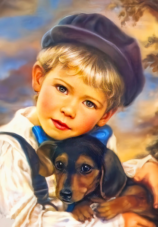 AB Diamond Painting  |  Little Boy And His Dog Pal