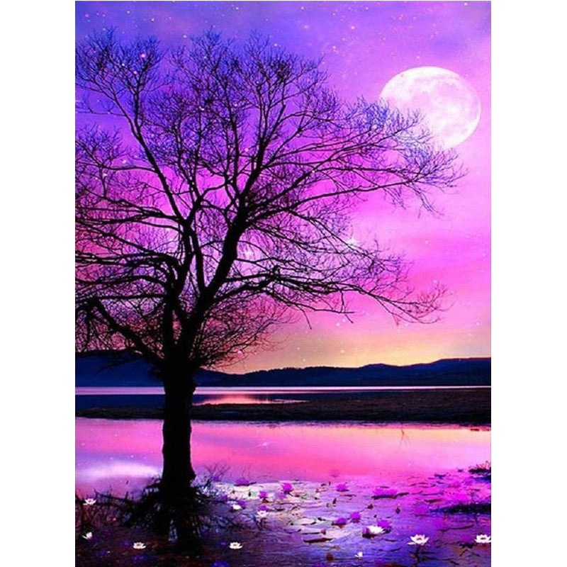 Nacht am See | 5D Full Round Diamond Painting Kits 