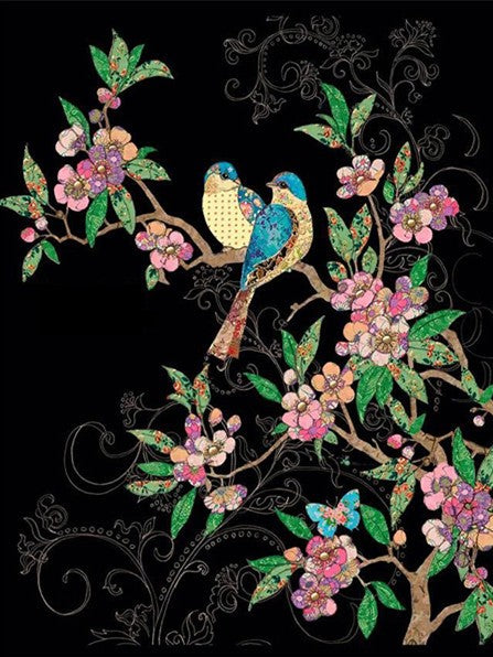 Embroidery animals on black background | Full Round Diamond Painting Kits（30x40）