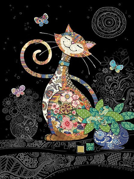 Embroidery animals on black background | Full Round Diamond Painting Kits（30x40）