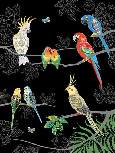 Embroidery animals on black background | Full Round Diamond Painting Kits（30x40）