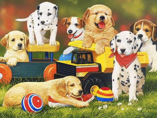 Dog party | Full Round Diamond Painting Kits (30 x 40)