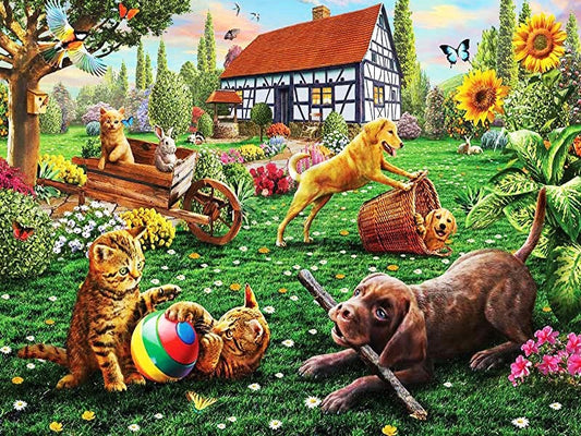 Dog party | Full Round Diamond Painting Kits (30 x 40)