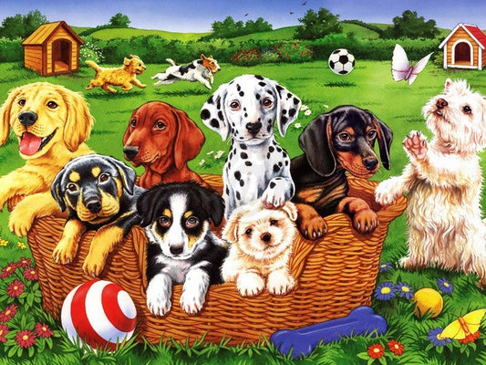 Dog party | Full Round Diamond Painting Kits (30 x 40)