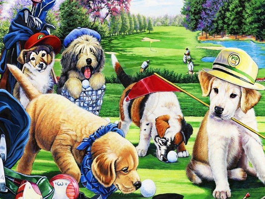 Dog party | Full Round Diamond Painting Kits (30 x 40)