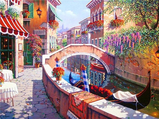 Town scenery | Full Round Diamond Painting Kits (30 x 40)