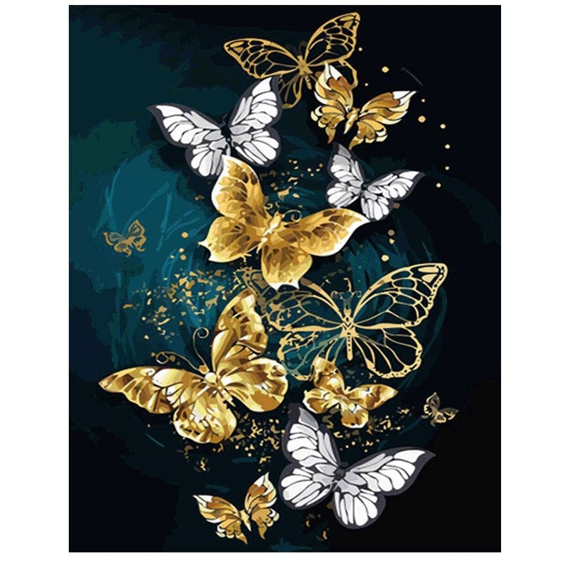 Série papillon | Kits complets de peinture diamant rond (30 x 40)