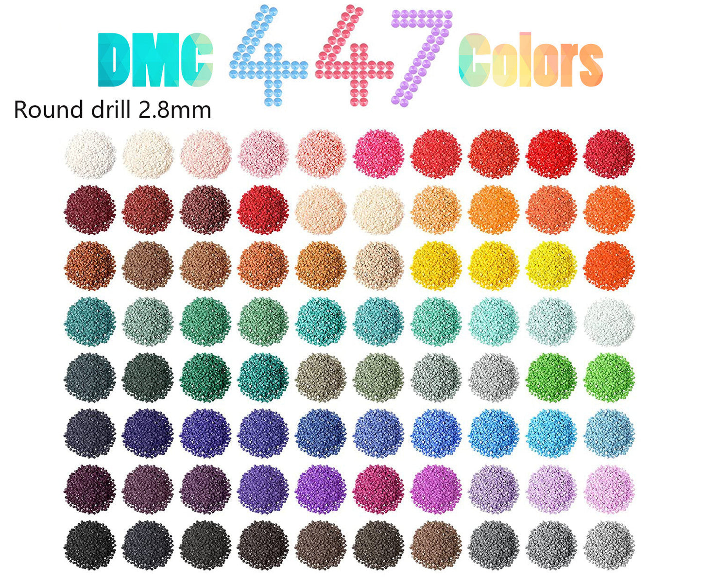 DMC 1 Set (447 Beutel für 447 Farben) Quadratische/runde Bohrer für Diamantmalerei