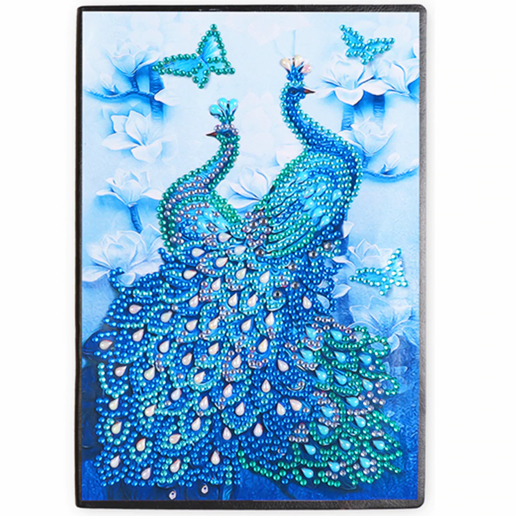 A5 5D Notebook DIY Part Special Shape Rhinestone Diary Book | Peacock Girl