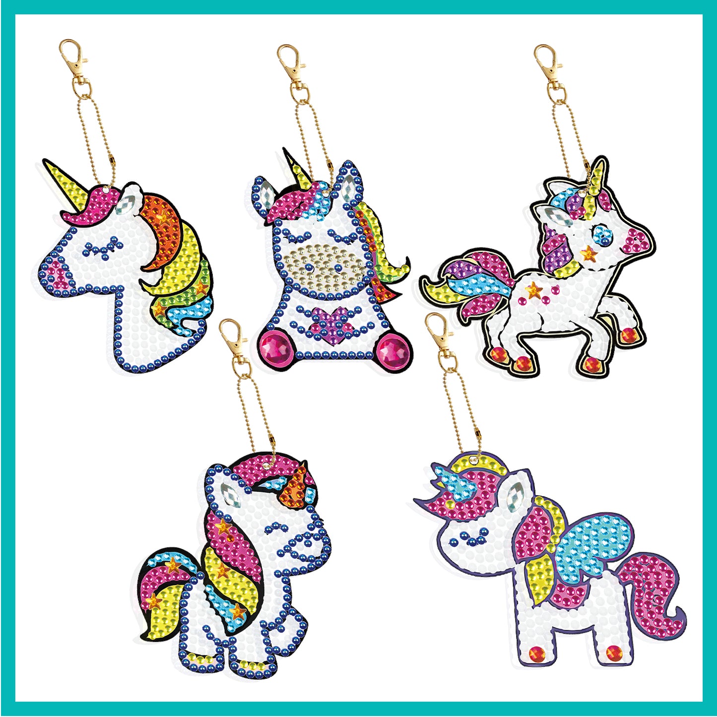 DIY keychain | Unicorn | Double-sided | Five Piece Set