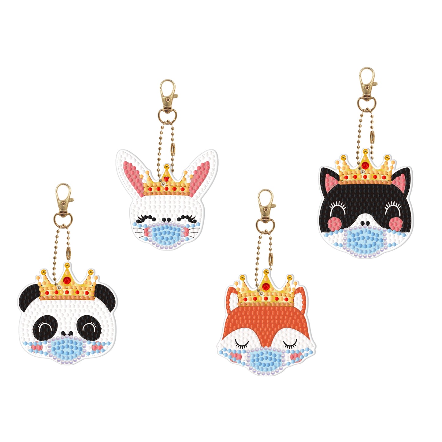 DIY keychain | Animals wearing masks | Single-sided | Four Piece Set