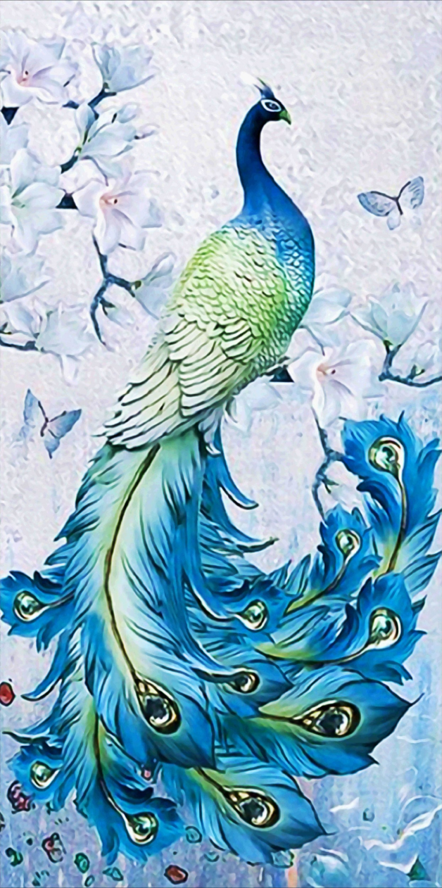 Peacock | Full Round Diamond Painting Kits | 45*85cm