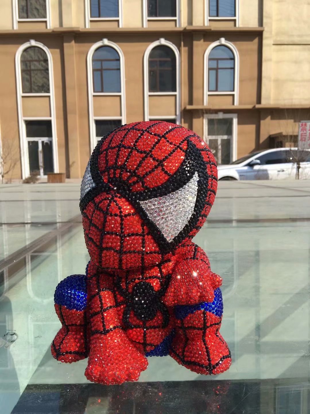 DIY Spiderman - Tirelire en strass avec strass en cristal (sans colle)