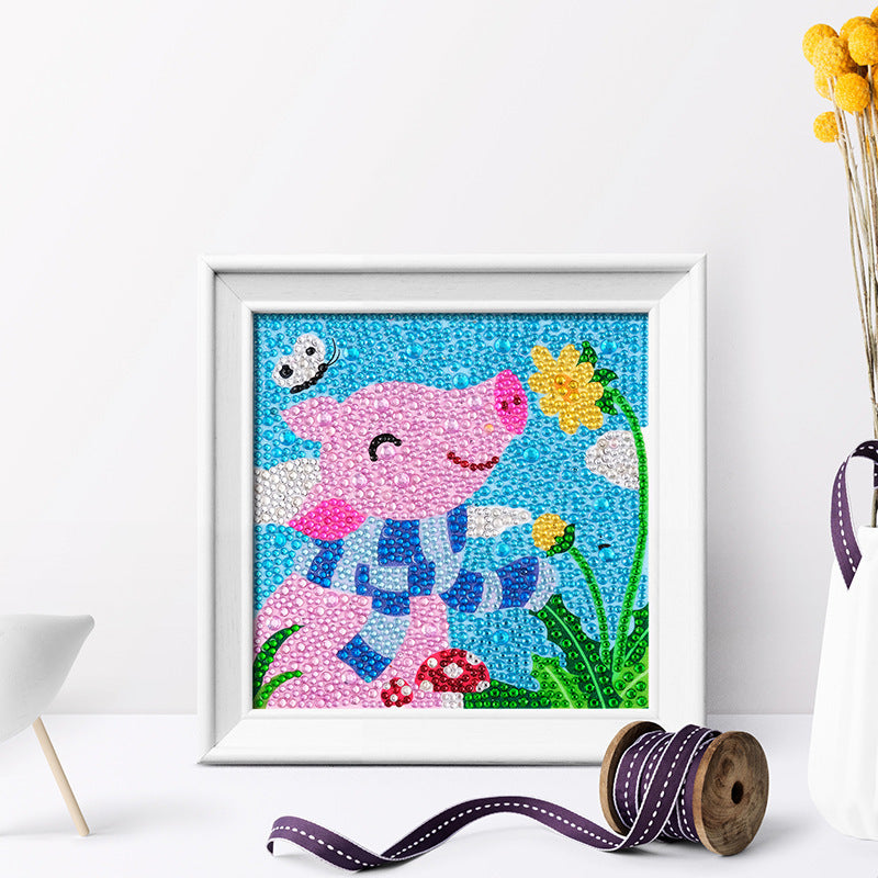 Cochon | Kits de peinture diamant strass cristal pour enfants