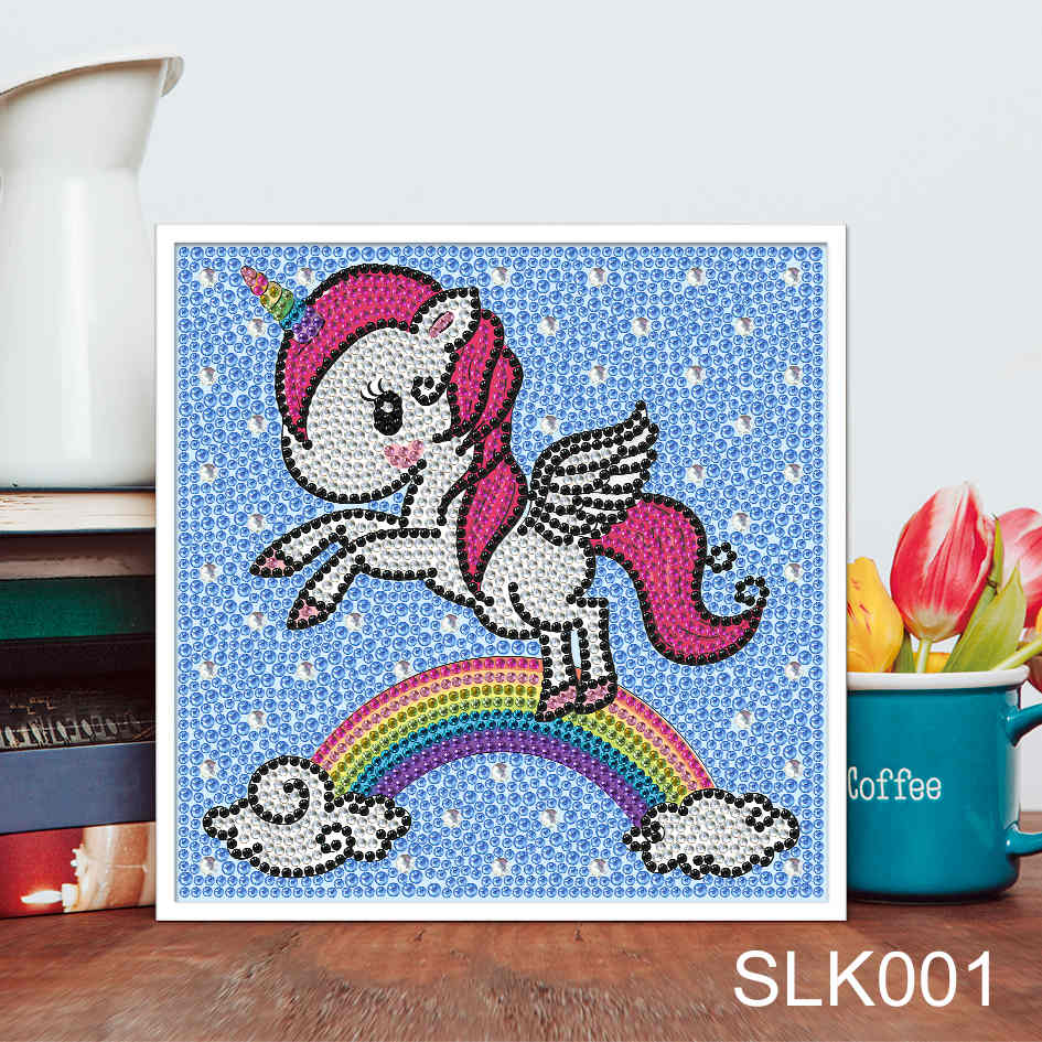 Einhorn | Crystal Strass Diamond Painting Kits für Kinder | 18 x 18 cm