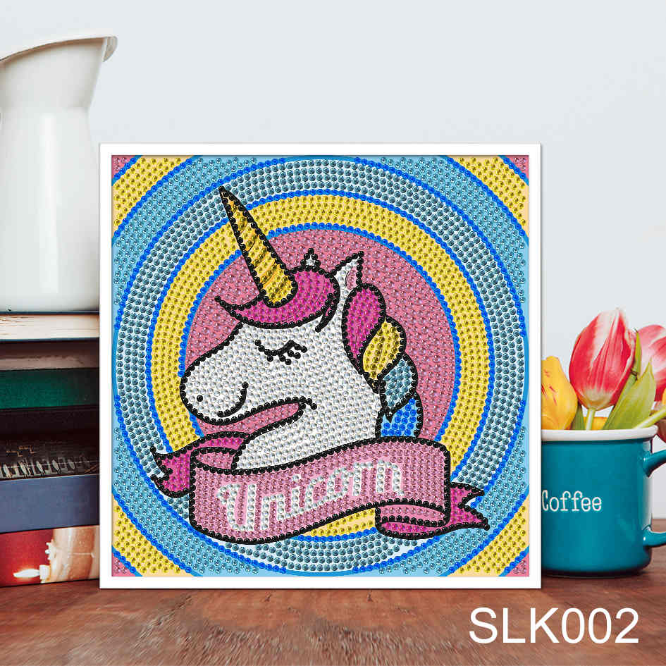 Einhorn | Crystal Strass Diamond Painting Kits für Kinder | 18 x 18 cm