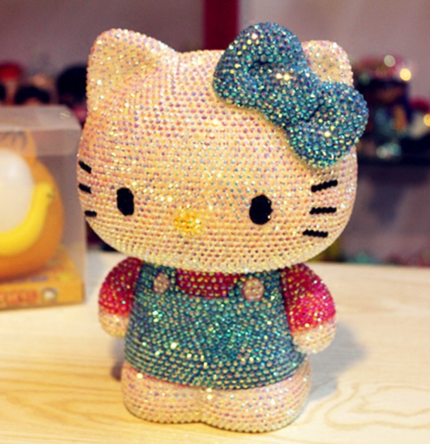 DIY Hellow Kitty - Tirelire en cristal avec strass et peinture au diamant (sans colle)