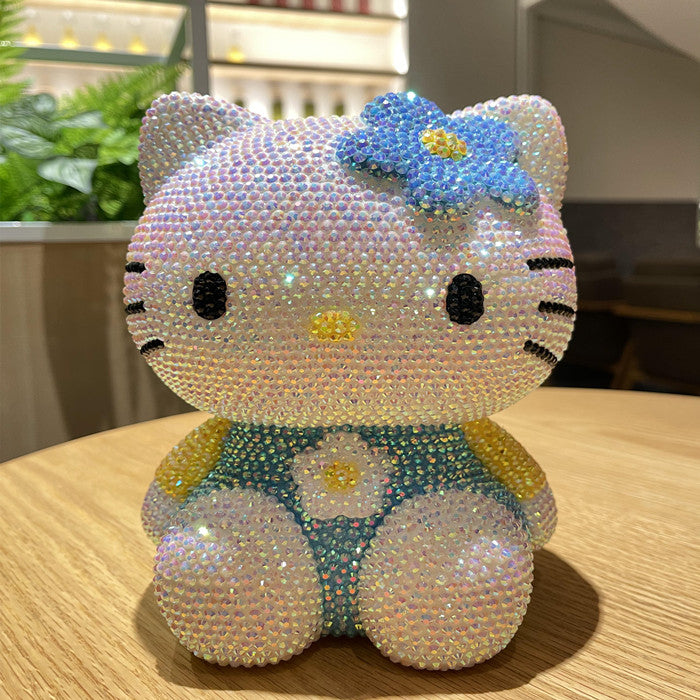 DIY Hellow Kitty - Tirelire en cristal avec strass et peinture au diamant (sans colle)