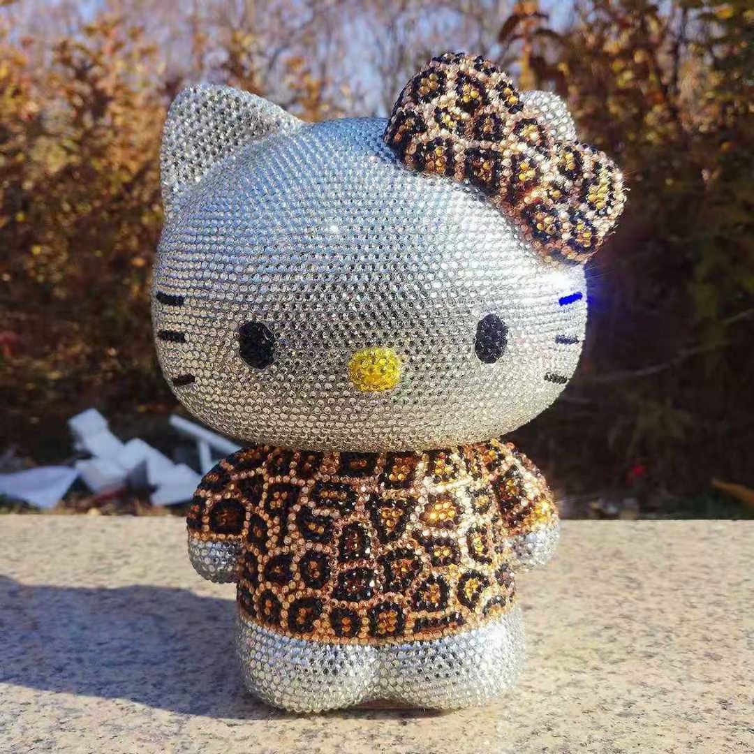 DIY Hellow Kitty - Tirelire en cristal avec strass et peinture au diamant (sans colle)