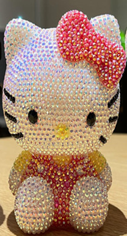 DIY Hellow Kitty - Tirelire en cristal avec strass et peinture au diamant (sans colle)